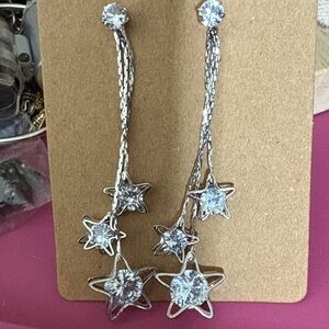Silver Star Dangle Earrings